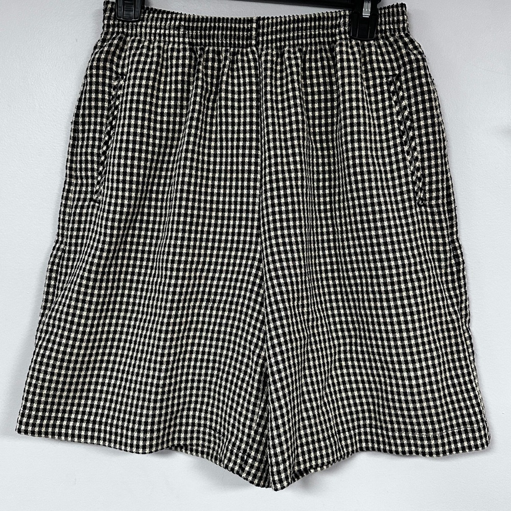 Koret Vintage High Rise Elastic Waist Mom Classy Black & Tan Longish Shorts M